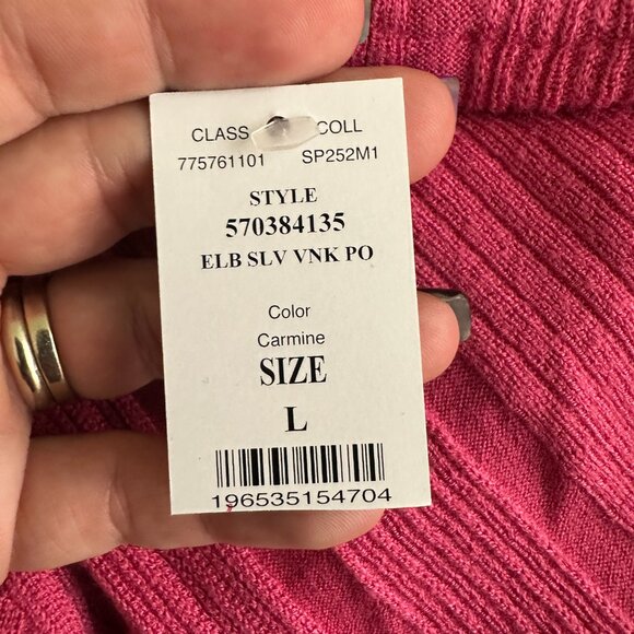 NWT White House Black Market Elbow Sleeve VNeck Pullover Sweater Carmine #WHBM19 - Picture 6 of 9